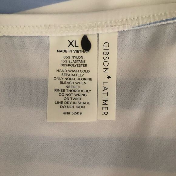 Gibson Latimer NWT Classic Hipster Silhouette Blue White Stripe Bikini Bottom LG - Picture 8 of 11